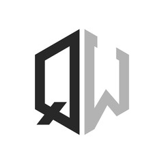 Modern Unique Hexagon Letter QW Logo Design Template. Elegant initial QW Letter Logo Concept