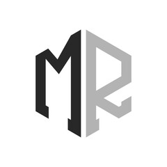 Modern Unique Hexagon Letter MR Logo Design Template. Elegant initial MR Letter Logo Concept