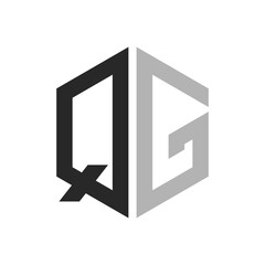 Modern Unique Hexagon Letter QG Logo Design Template. Elegant initial QG Letter Logo Concept