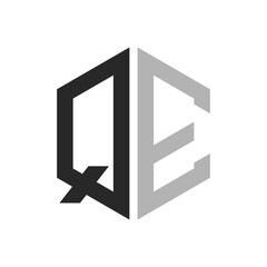 Modern Unique Hexagon Letter QE Logo Design Template. Elegant initial QE Letter Logo Concept