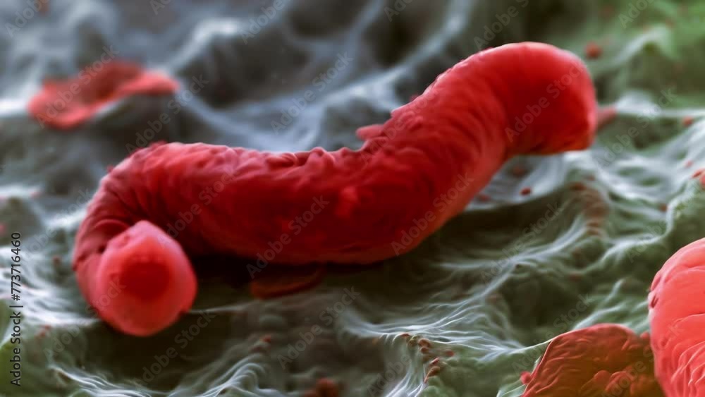 Poster a closeup of a sickleshaped red cell a characteristic feature of individuals with sickle cell anemia