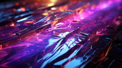 Abstract Neon Glowing Purple Geometric Shapes Background - obrazy, fototapety, plakaty