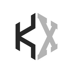 Modern Unique Hexagon Letter KX Logo Design Template. Elegant initial KX Letter Logo Concept
