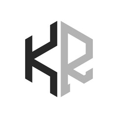 Modern Unique Hexagon Letter KR Logo Design Template. Elegant initial KR Letter Logo Concept