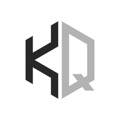 Modern Unique Hexagon Letter KQ Logo Design Template. Elegant initial KQ Letter Logo Concept