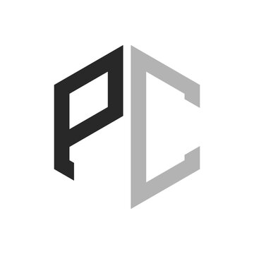 Modern Unique Hexagon Letter PC Logo Design Template. Elegant initial PC Letter Logo Concept