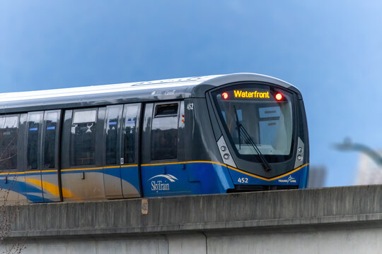 Vancouver, British Columbia, Canada. Mar 25, 2024. Canada Line SkyTrainMetro system a medium-capacity rapid transit system serving the Metro Vancouver region in British Columbia.