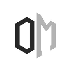 Modern Unique Hexagon Letter OM Logo Design Template. Elegant initial OM Letter Logo Concept
