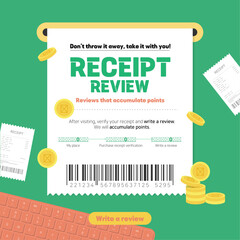 Receipt authentication review writing event