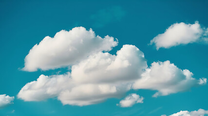 Naklejka na ściany i meble Realistic Clouds, Clear Background. Outdoor Nature Sky Scene. White Fluffy Clouds Isolated. Weather Cloudscape Design. Generative AI