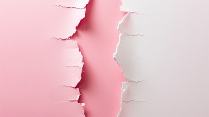 Torn Pink and White Paper with Copy Space. - obrazy, fototapety, plakaty
