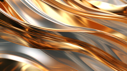 Digital gold and silver metal curve abstract graphic poster web page PPT background