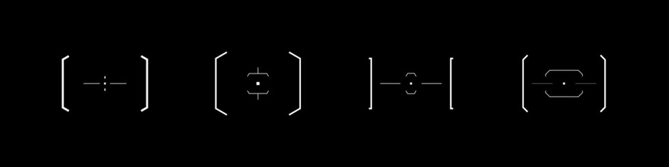 Cyberpunk style pack of futuristic design targets, aims and crosshairs. A pack of aims. A vector collection of futuristic cyberpunk design elements