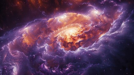 Obraz premium Generative AI A Beautiful Cosmic Galaxy of Deep Purples, Blues, and Shimmering Stars.