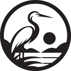 Egret Bird  Silhouette , illustration 