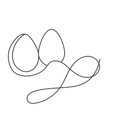 Set of Easter eggs in line art style with color spot isolated on white background. Stock vector illustration.