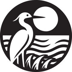 Obraz premium Egret Bird Silhouette , illustration 