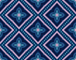 Seamless ikat pattern geometric Abstract folklore ornament Tribal ethnic illustration background