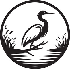 Obraz premium Egret Bird Silhouette , illustration 