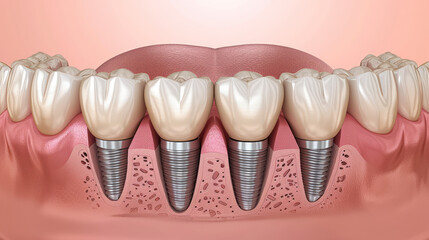 Dental Model of a Tooth With Implants