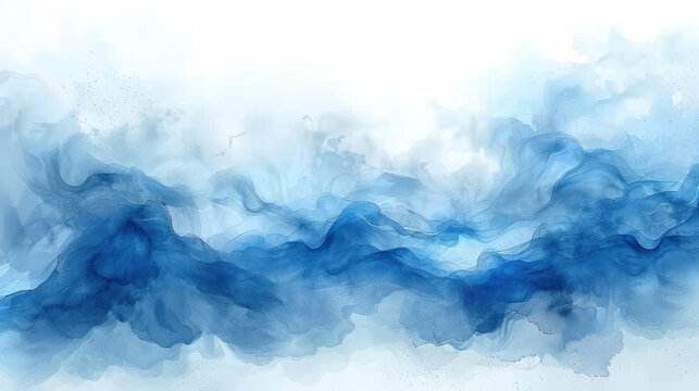 Blue and White Painting on White Background