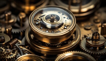 Close up view of a gear mechanism. close up view of a gears, Blue gears technology background, hi-tech digital technology and engineering on blue color background