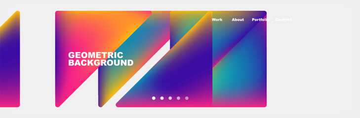 Colorful fluid gradient triangles and squares web site template. Vector Illustration For Wallpaper, Banner, Background, Card, Book Illustration, landing page