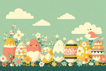 bright easter eggs background