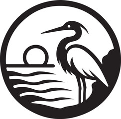 Egret Bird  Silhouette , illustration 