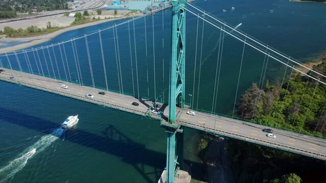 Lions Gate Bridge Orbiting Aerial in Vancouver BC
