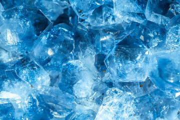 Blue Crystal Mineral Stone. Gems. Mineral crystals in the natural environment. Texture of precious...