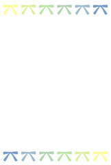黄色から青のグラデーションのリボンが並んだフレームイラスト