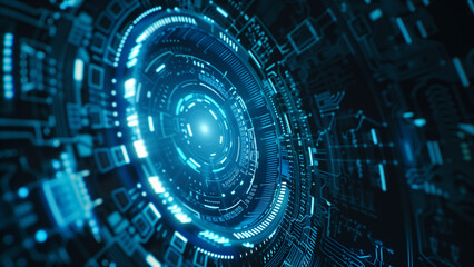 Tech-Inspired Elegance: A Futuristic Poster with a Blue Background