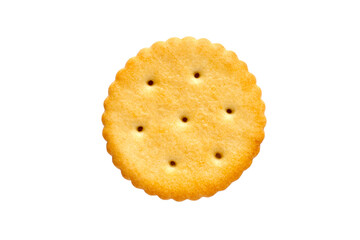 Round cracker isolated on white background. Close-up of cookies.