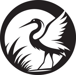 Egret Bird Silhouette , illustration