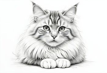 A beautiful cat drawing sketch 
