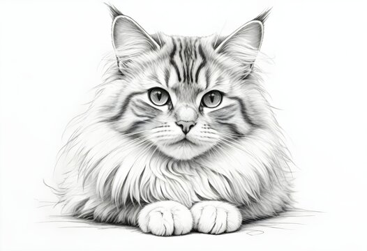 A beautiful cat drawing sketch 