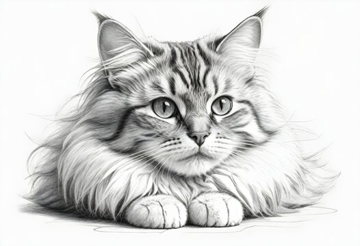 A beautiful cat drawing sketch 