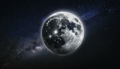 Obraz na płótnie Canvas Celestial Moonlight - Cratered Lunar Surface - Starry Night Backdrop - Generative AI