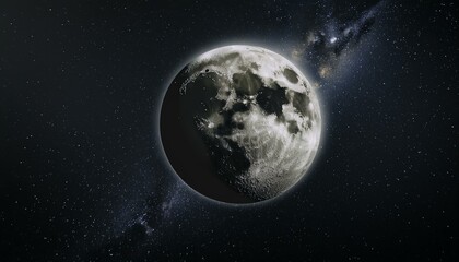Celestial Moonlight - Cratered Lunar Surface - Starry Night Backdrop - Generative AI