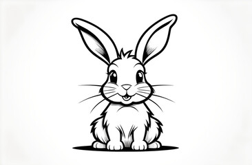 The hand-drawn hare has a plain white background. rabbit