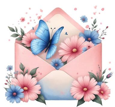 Fairy Flower and Butterfly Clipart PNG ai-generated