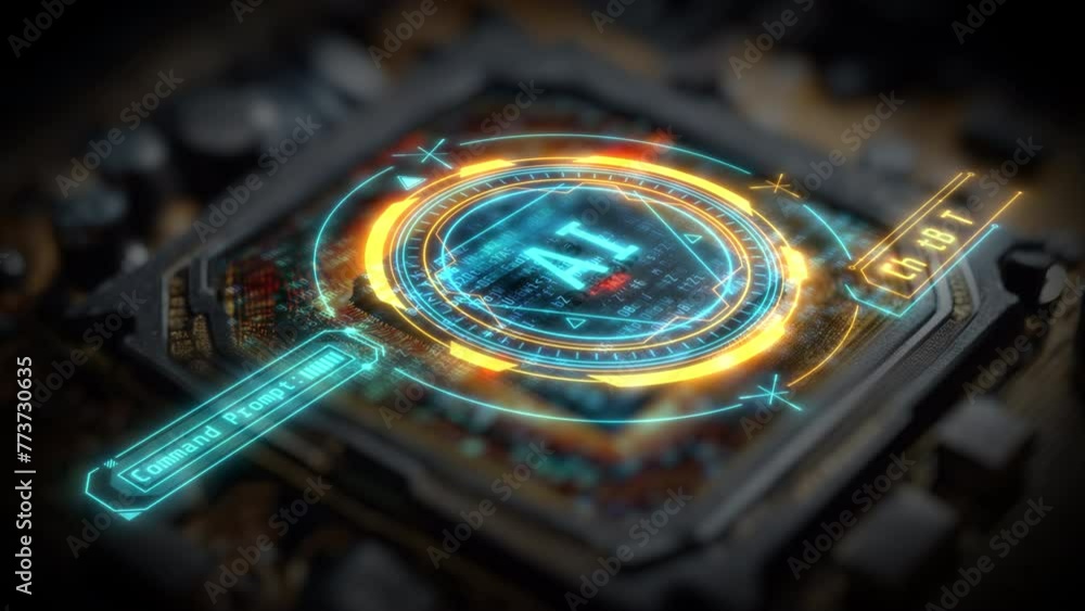 Poster zoomed-in shot of the artificial intelligence processor.