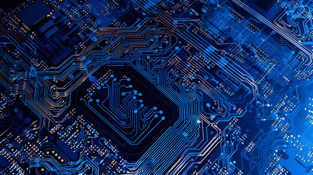 Technology blue computer circuit board abstract graphic poster web page PPT background