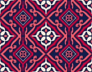 Seamless ikat pattern geometric Abstract folklore ornament Tribal ethnic illustration background