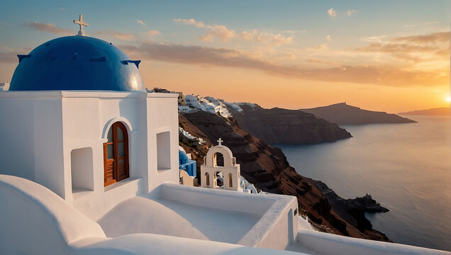 Santorini Greece travel photography. AI generated