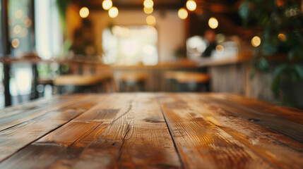 Cozy cafe ambiance with focus on warm wooden floor highlights hospitality and welcoming atmosphere