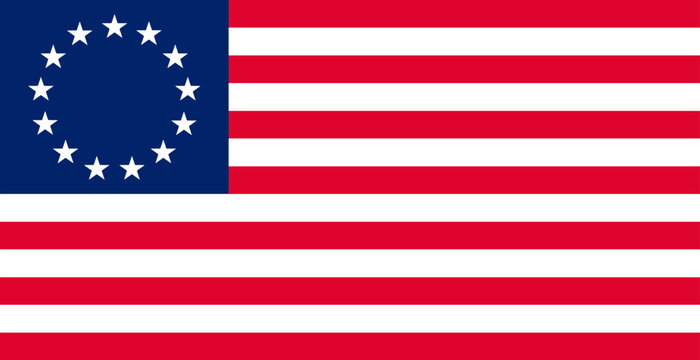 The Betsy Ross flag is the flag of the United States, which is conformant to the Flag Act of 1777. Vector illustration