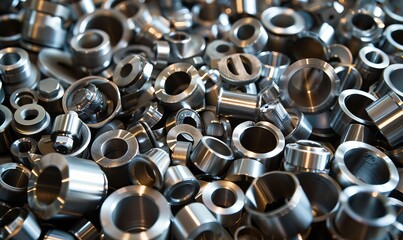 Industrial background from metal parts produced in metal industry, Generative AI