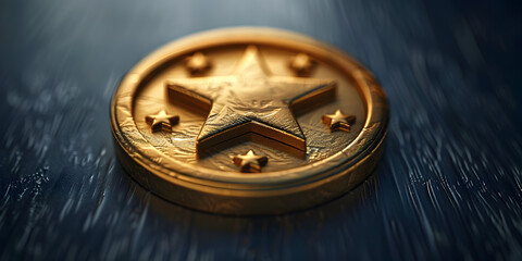 Star in a coin,Gold coin - obrazy, fototapety, plakaty